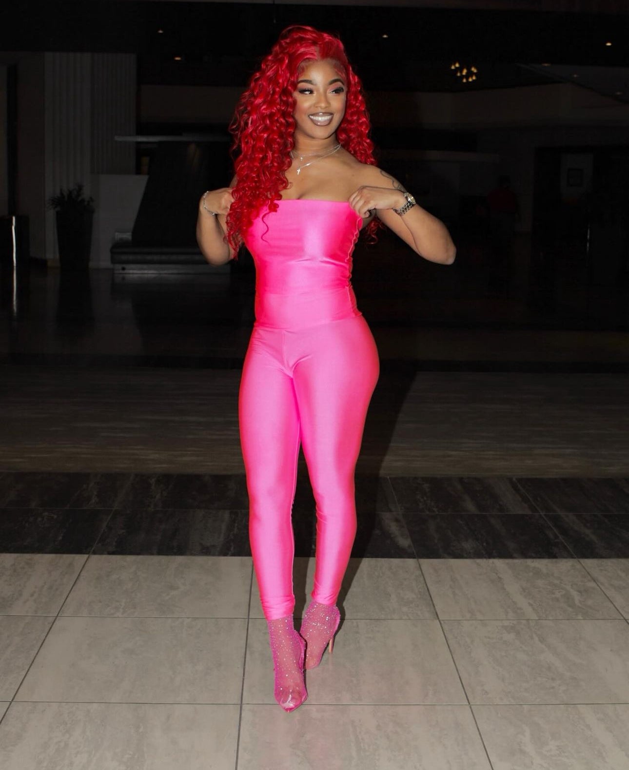 Pink Strapless/Pants Set M