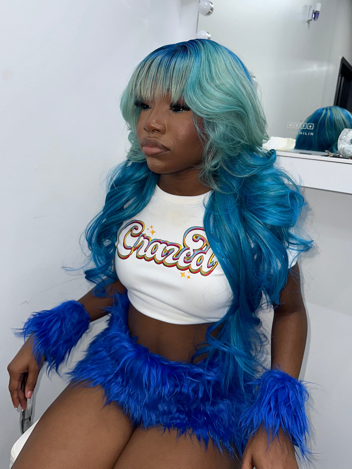 White Crazed Crop Top