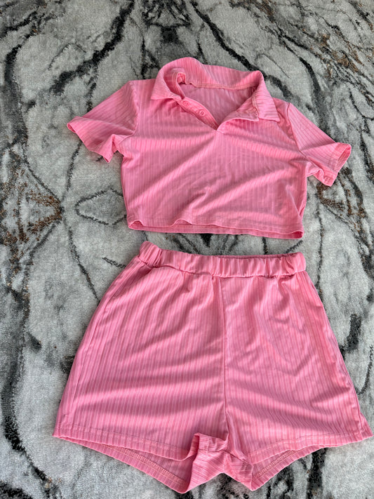 Pink Shorts Set M