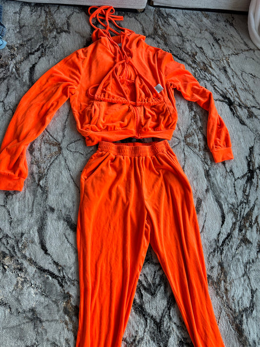 Orange 3 Piece Pants Set M